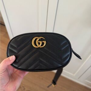 Gucci Black and Gold Mini Belt Bag